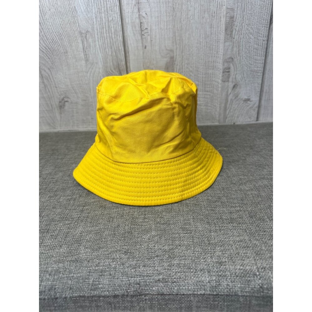 Reversible Yellow & White Bucket Hat W/ Embroidered Daisy Design Cotton Blend - Picture 4 of 4